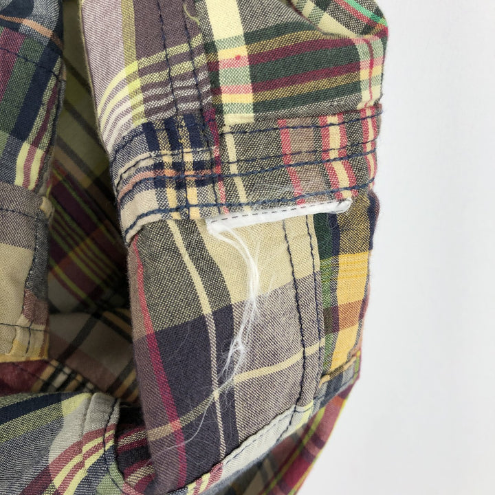Ralph Lauren POLO by Ralph Lauren CLASSIC FIT INDIGO Patchwork Short-Sleeve Check Shirt (Men's Size M) unclear navy blue type Vintage Second Hand