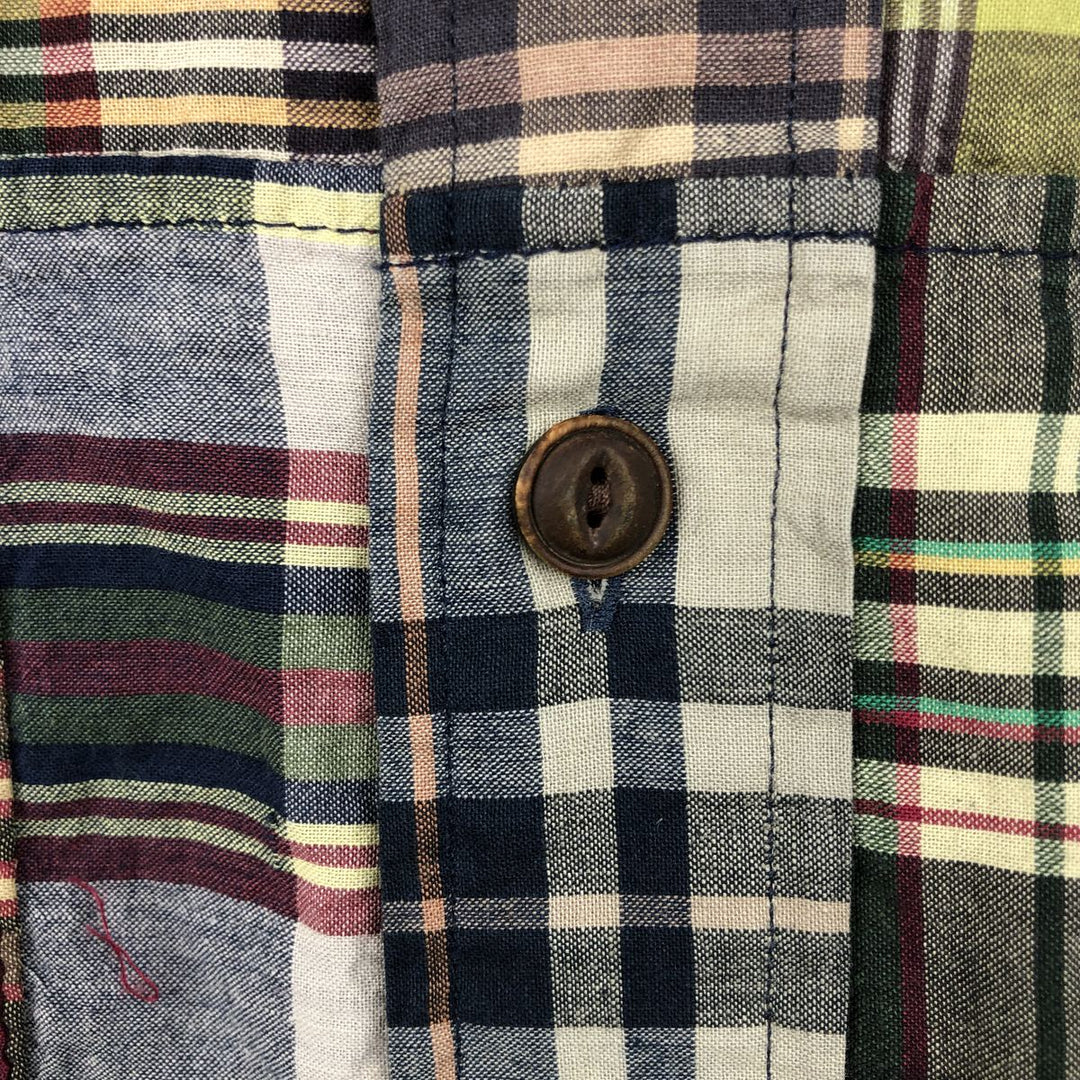 Ralph Lauren POLO by Ralph Lauren CLASSIC FIT INDIGO Patchwork Short-Sleeve Check Shirt (Men's Size M) unclear navy blue type Vintage Second Hand