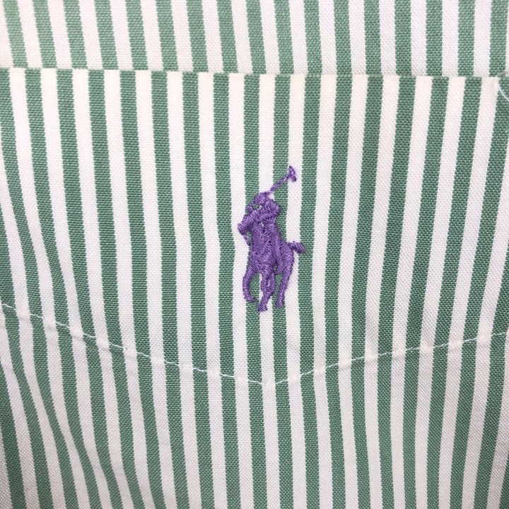 Ralph Lauren BIG SHIRT Crazy Pattern Short-Sleeve Button-Down Striped Shirt Men's Size XL (approx.) cotton red type Vintage Second Hand
