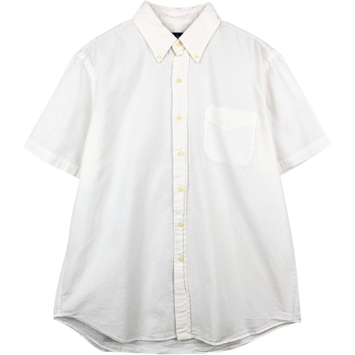 Ralph Lauren Seersucker short sleeve button down shirt, men's size L cotton white type Vintage Second Hand