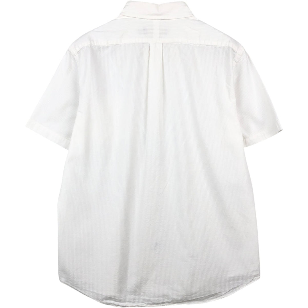 Ralph Lauren Seersucker short sleeve button down shirt, men's size L cotton white type Vintage Second Hand