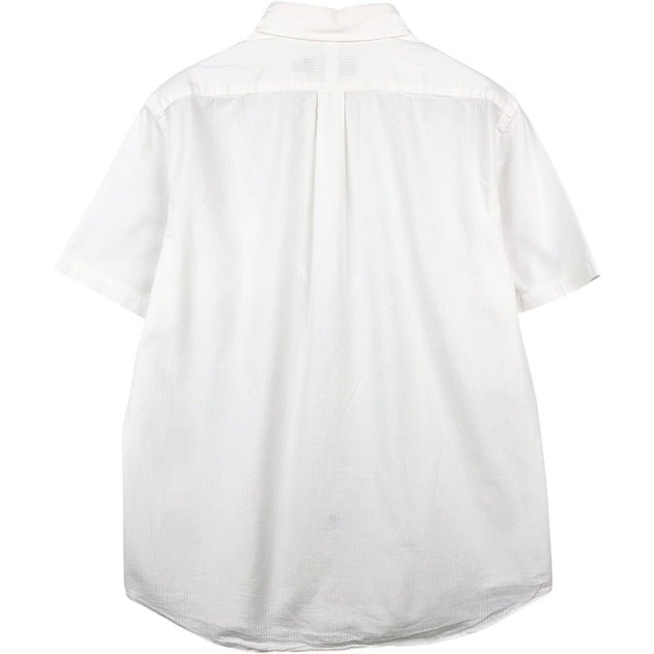 Ralph Lauren Seersucker short sleeve button down shirt, men's size L cotton white type Vintage Second Hand
