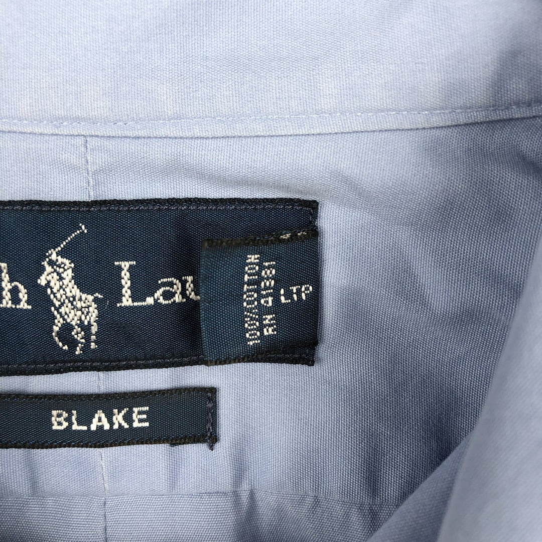 Ralph Lauren BLAKE short sleeve button down shirt, men's XL size cotton blue type Vintage Second Hand