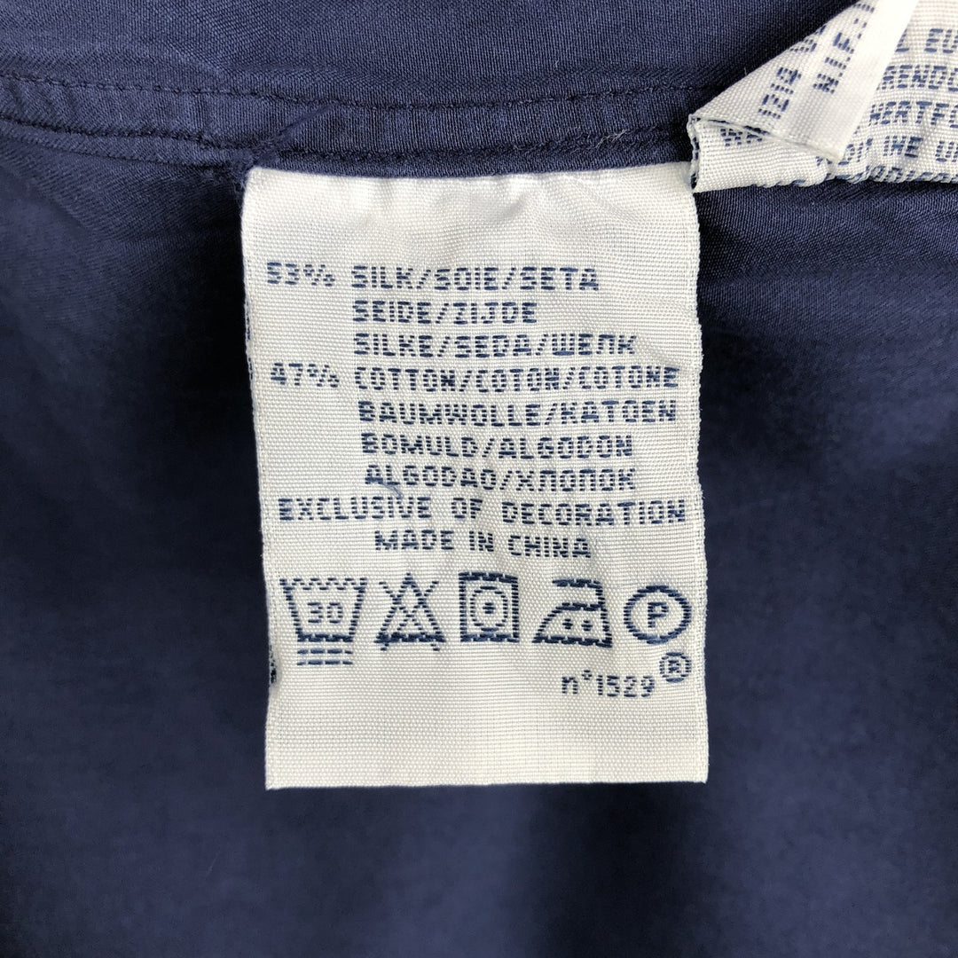 Ralph Lauren POLO by Ralph Lauren CUSTOM FIT short sleeve button down shirt, men's size L silk navy blue type Vintage Second Hand