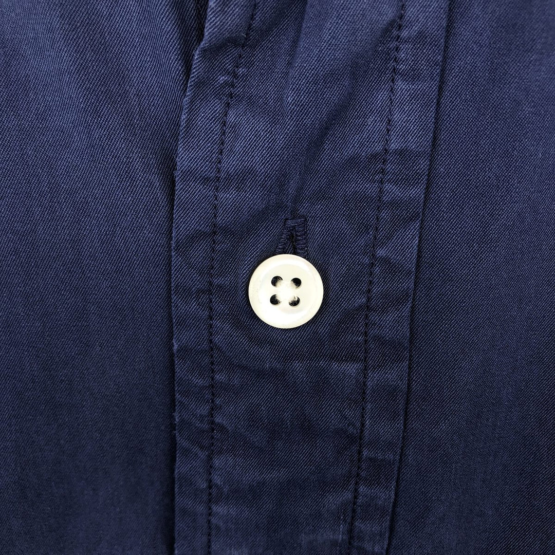 Ralph Lauren POLO by Ralph Lauren CUSTOM FIT short sleeve button down shirt, men's size L silk navy blue type Vintage Second Hand