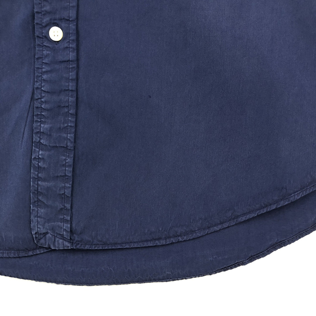 Ralph Lauren POLO by Ralph Lauren CUSTOM FIT short sleeve button down shirt, men's size L silk navy blue type Vintage Second Hand