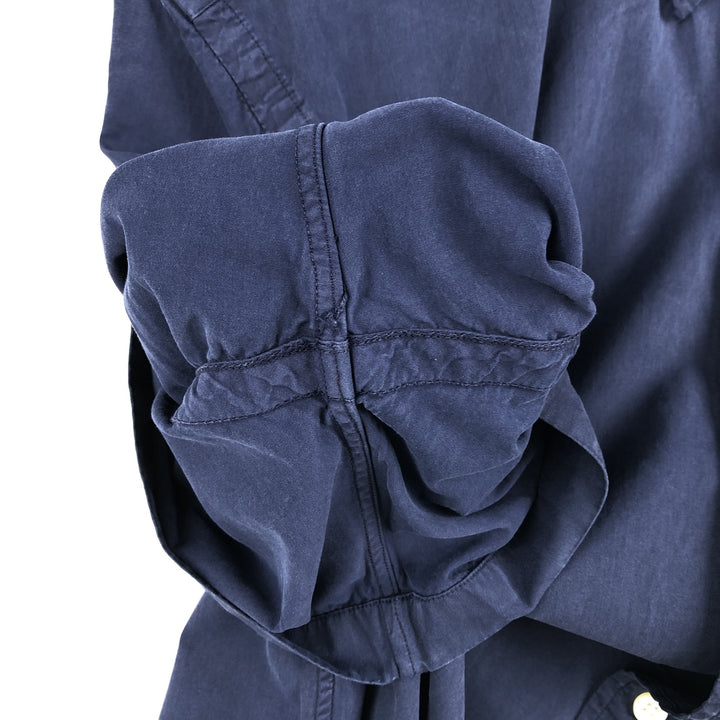 Ralph Lauren POLO by Ralph Lauren CUSTOM FIT short sleeve button down shirt, men's size L silk navy blue type Vintage Second Hand