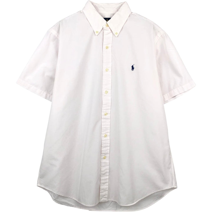 Ralph Lauren short sleeve button down shirt, men's size L cotton white type Vintage Second Hand