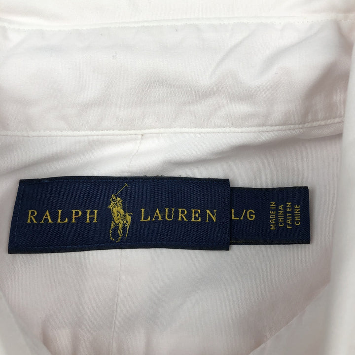 Ralph Lauren short sleeve button down shirt, men's size L cotton white type Vintage Second Hand