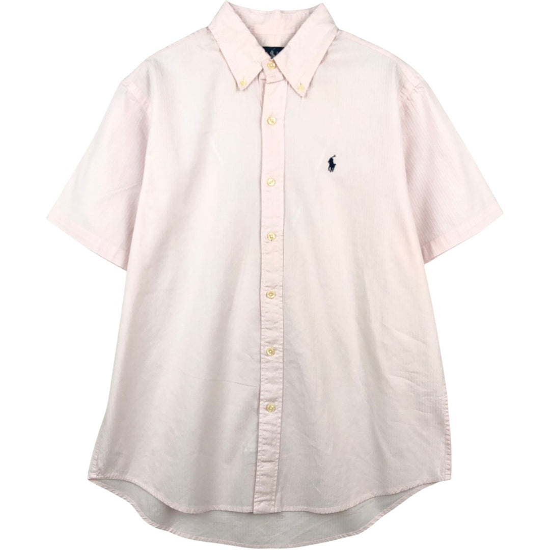 Ralph Lauren CUSTOM FIT short sleeve button down shirt, men's size L cotton pink type Vintage Second Hand