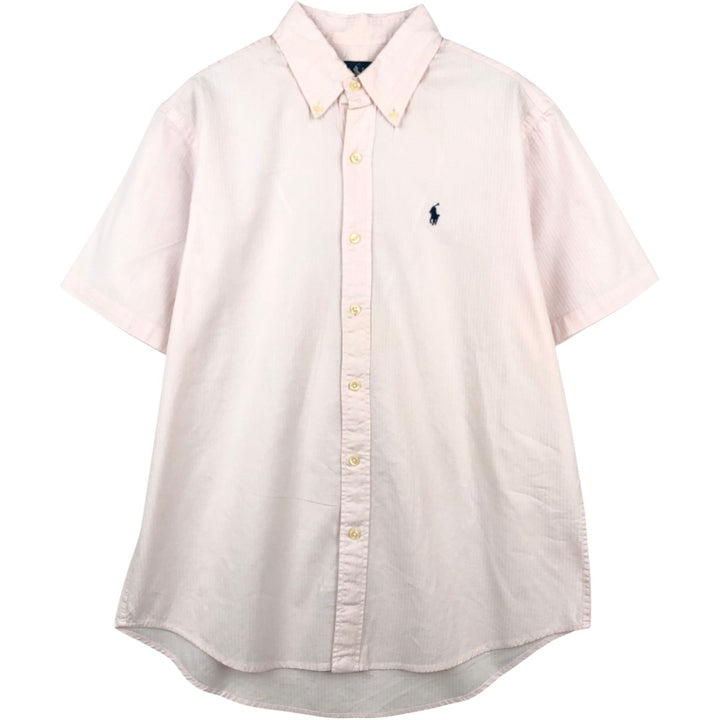 Ralph Lauren CUSTOM FIT short sleeve button down shirt, men's size L cotton pink type Vintage Second Hand