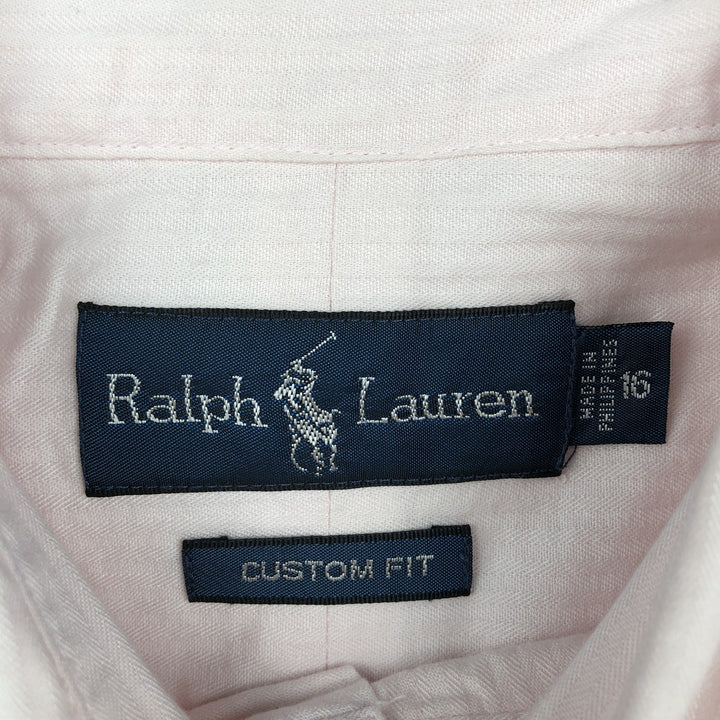 Ralph Lauren CUSTOM FIT short sleeve button down shirt, men's size L cotton pink type Vintage Second Hand