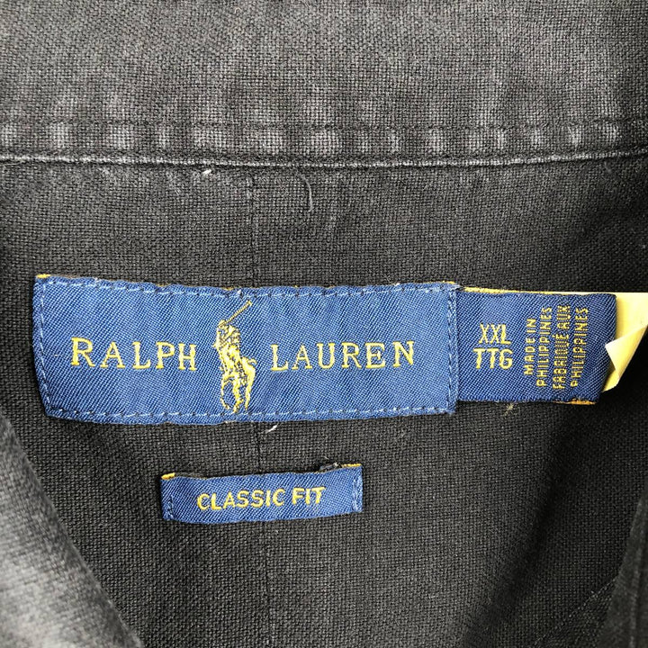 Ralph Lauren Classic Fit Short Sleeve Button Down Shirt Men's XXL unclear black type Vintage Second Hand