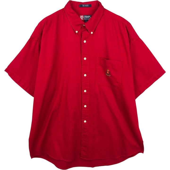 Ralph Lauren CHAPS short sleeve button down shirt for men, equivalent to XL cotton red type Vintage Second Hand