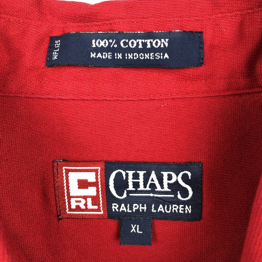 Ralph Lauren CHAPS short sleeve button down shirt for men, equivalent to XL cotton red type Vintage Second Hand