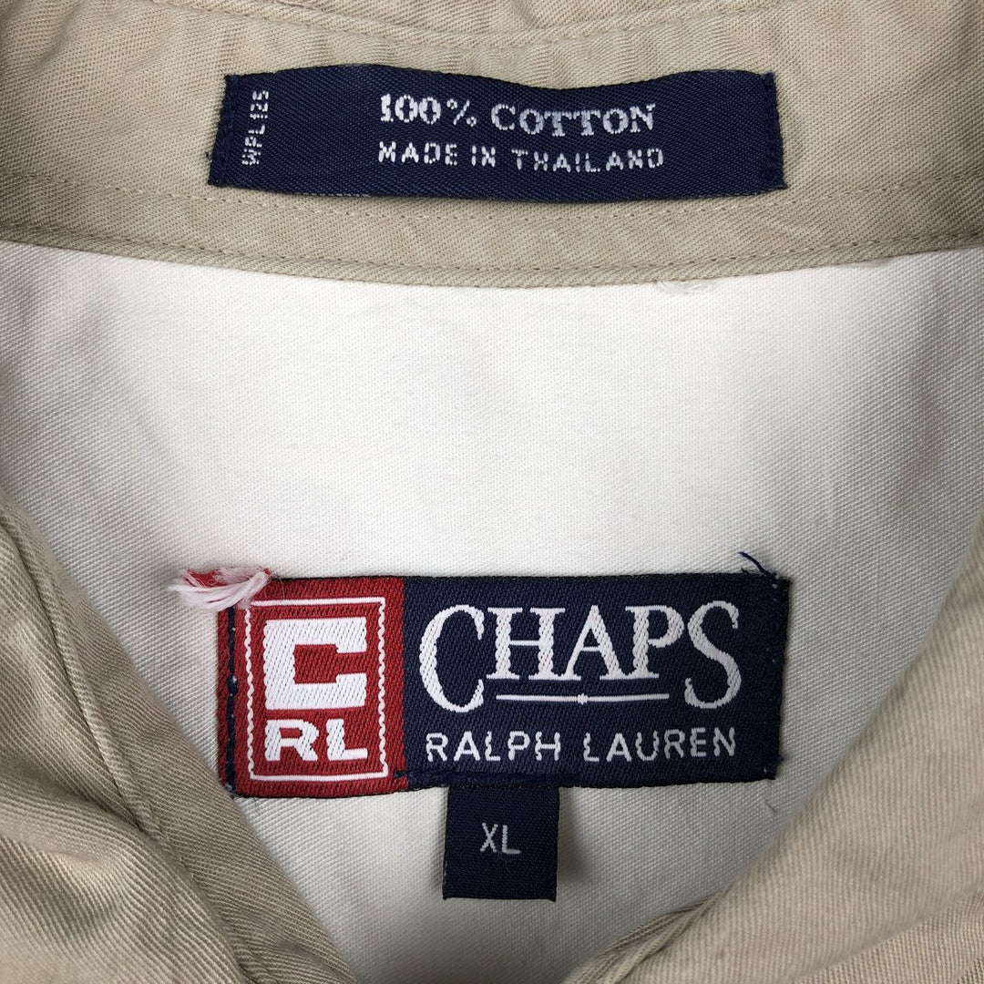 Ralph Lauren CHAPS short sleeve button down shirt for men, equivalent to XL cotton Beige type Vintage Second Hand