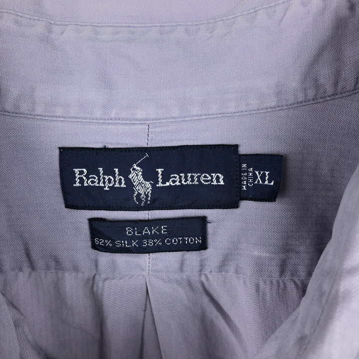 Ralph Lauren BLAKE short sleeve button down shirt, men's XL size silk purple type Vintage Second Hand