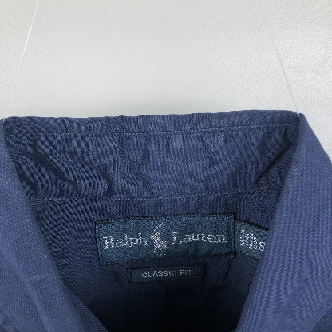 Ralph Lauren Classic Fit Short Sleeve Button Down Shirt Men's Size S cotton navy blue type Vintage Second Hand