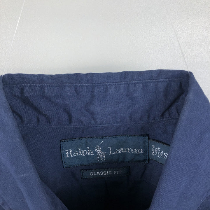 Ralph Lauren Classic Fit Short Sleeve Button Down Shirt Men's Size S cotton navy blue type Vintage Second Hand
