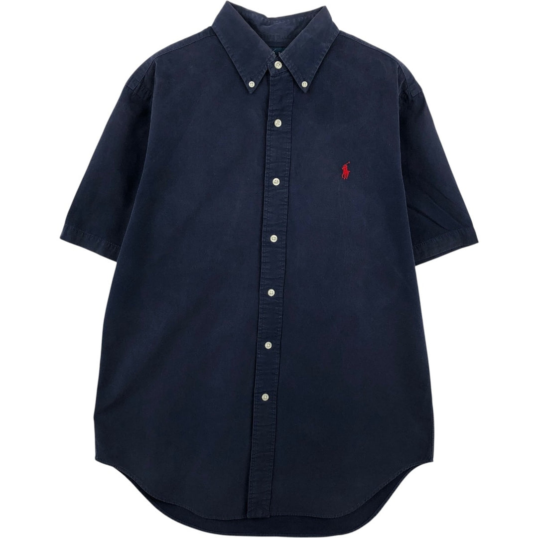 Ralph Lauren Classic Fit short sleeve button down shirt, men's size M cotton navy blue type Vintage Second Hand