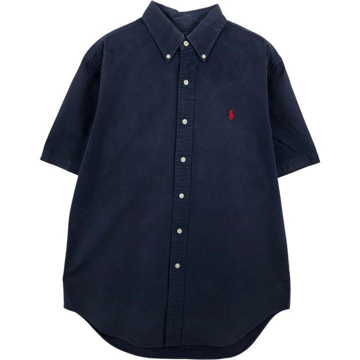 Ralph Lauren Classic Fit short sleeve button down shirt, men's size M cotton navy blue type Vintage Second Hand