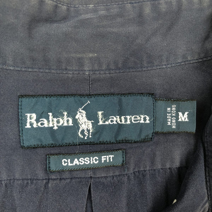 Ralph Lauren Classic Fit short sleeve button down shirt, men's size M cotton navy blue type Vintage Second Hand