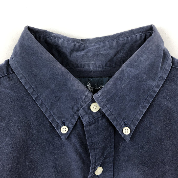 Ralph Lauren Classic Fit short sleeve button down shirt, men's size M cotton navy blue type Vintage Second Hand