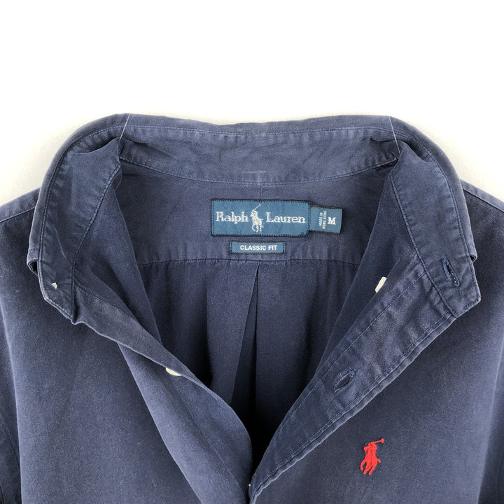 Ralph Lauren Classic Fit short sleeve button down shirt, men's size M cotton navy blue type Vintage Second Hand