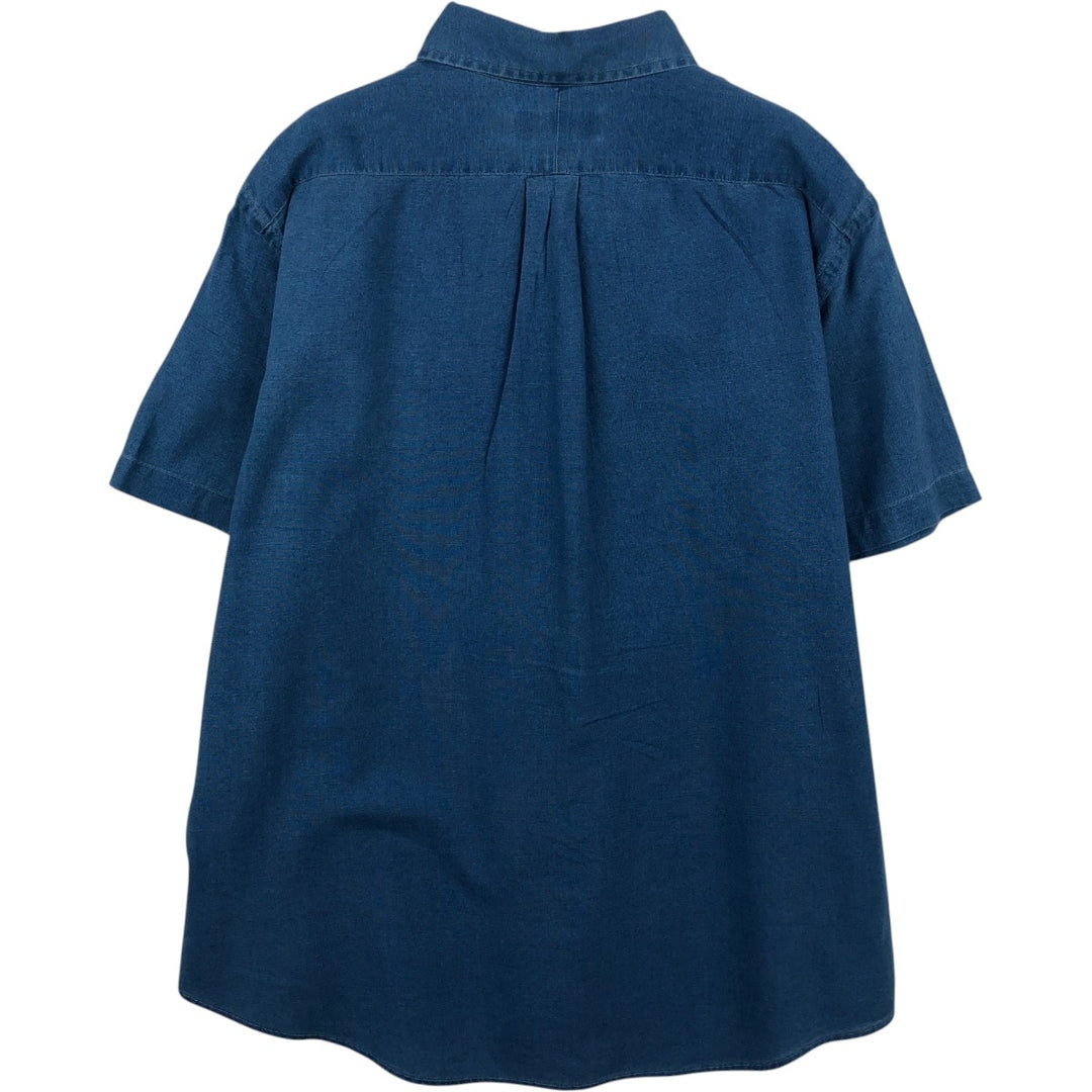 Ralph Lauren CLASSIC FIT INDIGO Short-Sleeve Button-Down Shirt, Men's Size XL (approx.) cotton Indigo Vintage Second Hand