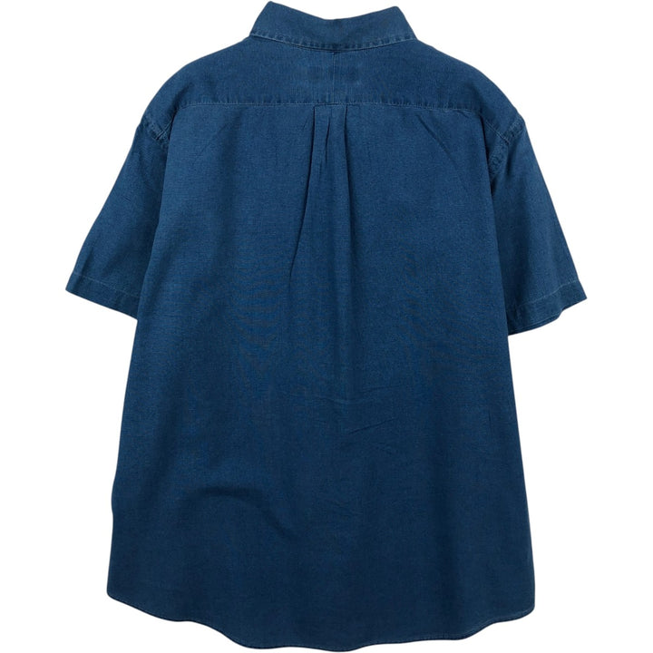Ralph Lauren CLASSIC FIT INDIGO Short-Sleeve Button-Down Shirt, Men's Size XL (approx.) cotton Indigo Vintage Second Hand
