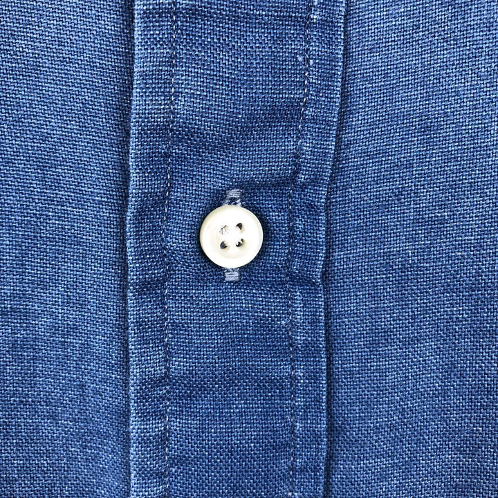 Ralph Lauren CLASSIC FIT INDIGO Short-Sleeve Button-Down Shirt, Men's Size XL (approx.) cotton Indigo Vintage Second Hand