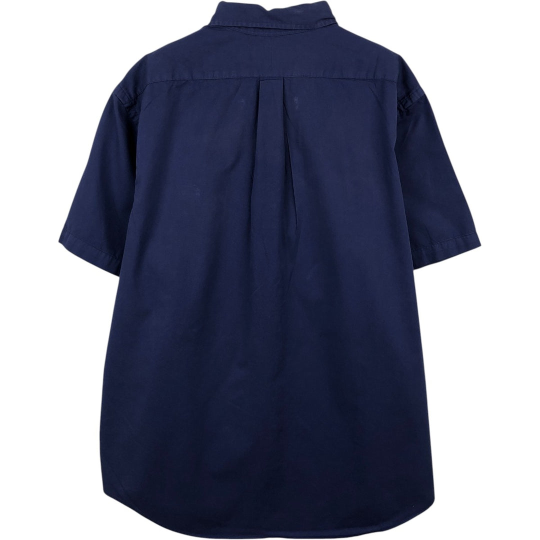 Ralph Lauren Featherweight Twill Short-Sleeve Button-Down Shirt, Men's Size XL (approx.) cotton navy blue type Vintage Second Hand