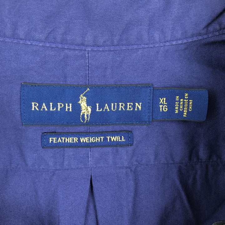 Ralph Lauren Featherweight Twill Short-Sleeve Button-Down Shirt, Men's Size XL (approx.) cotton navy blue type Vintage Second Hand