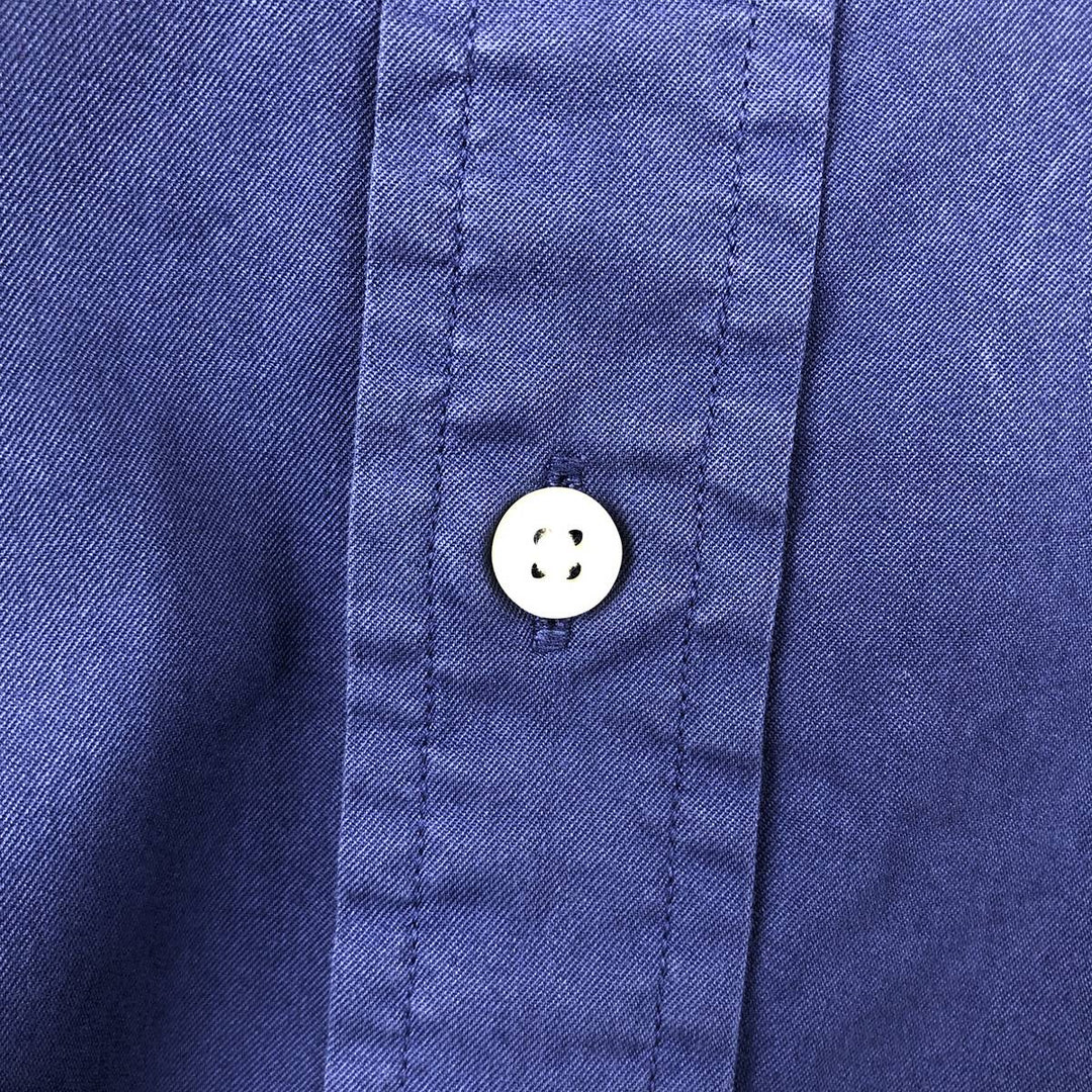 Ralph Lauren Featherweight Twill Short-Sleeve Button-Down Shirt, Men's Size XL (approx.) cotton navy blue type Vintage Second Hand