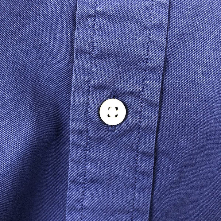 Ralph Lauren Featherweight Twill Short-Sleeve Button-Down Shirt, Men's Size XL (approx.) cotton navy blue type Vintage Second Hand