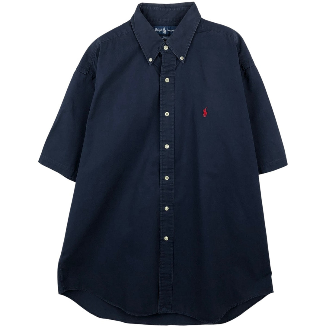 Ralph Lauren BLAKE short sleeve button down shirt, men's size L cotton navy blue type Vintage Second Hand