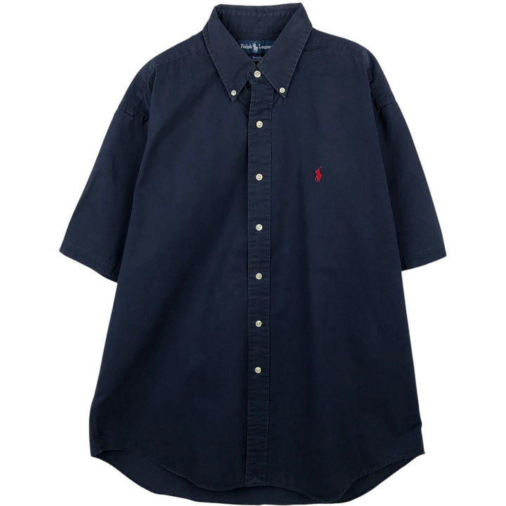 Ralph Lauren BLAKE short sleeve button down shirt, men's size L cotton navy blue type Vintage Second Hand