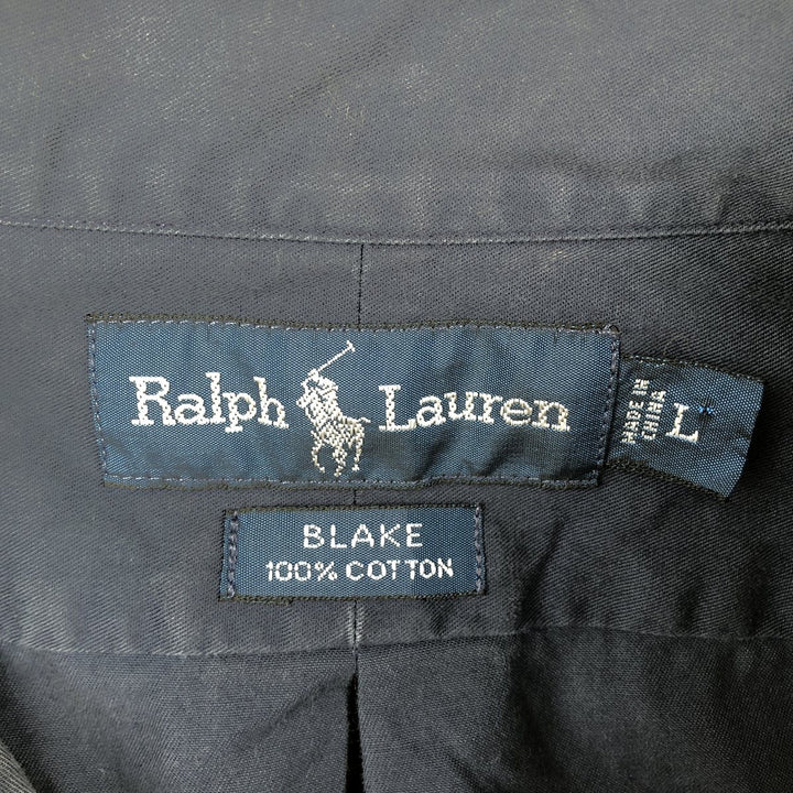 Ralph Lauren BLAKE short sleeve button down shirt, men's size L cotton navy blue type Vintage Second Hand