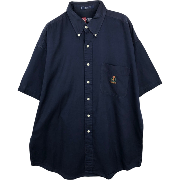 Ralph Lauren CHAPS short-sleeved button-down shirt, men's size L cotton navy blue type Vintage Second Hand