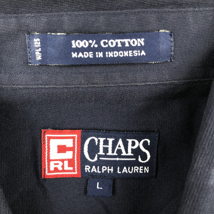 Ralph Lauren CHAPS short-sleeved button-down shirt, men's size L cotton navy blue type Vintage Second Hand