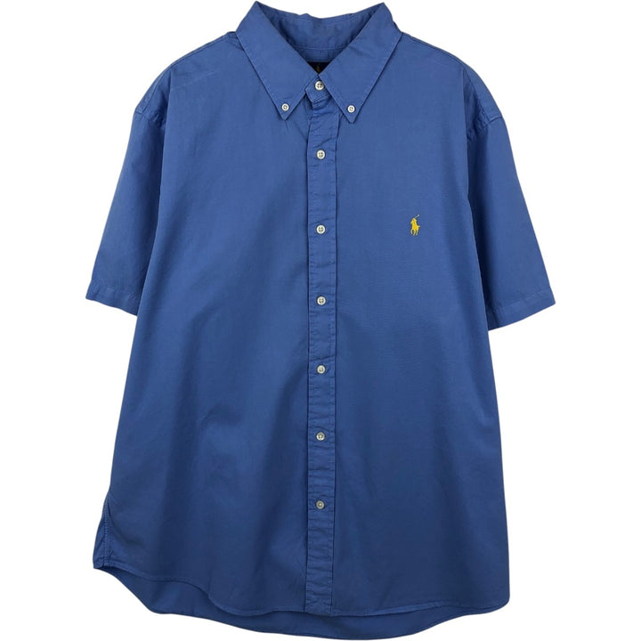 Ralph Lauren Featherweight Twill Short-Sleeve Button-Down Shirt, Men's Size XL (approx.) cotton blue type Vintage Second Hand