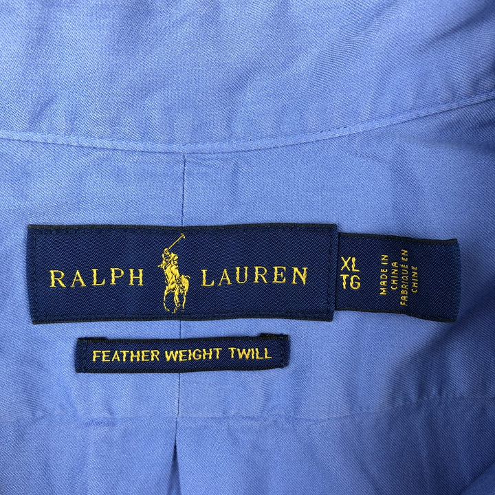 Ralph Lauren Featherweight Twill Short-Sleeve Button-Down Shirt, Men's Size XL (approx.) cotton blue type Vintage Second Hand