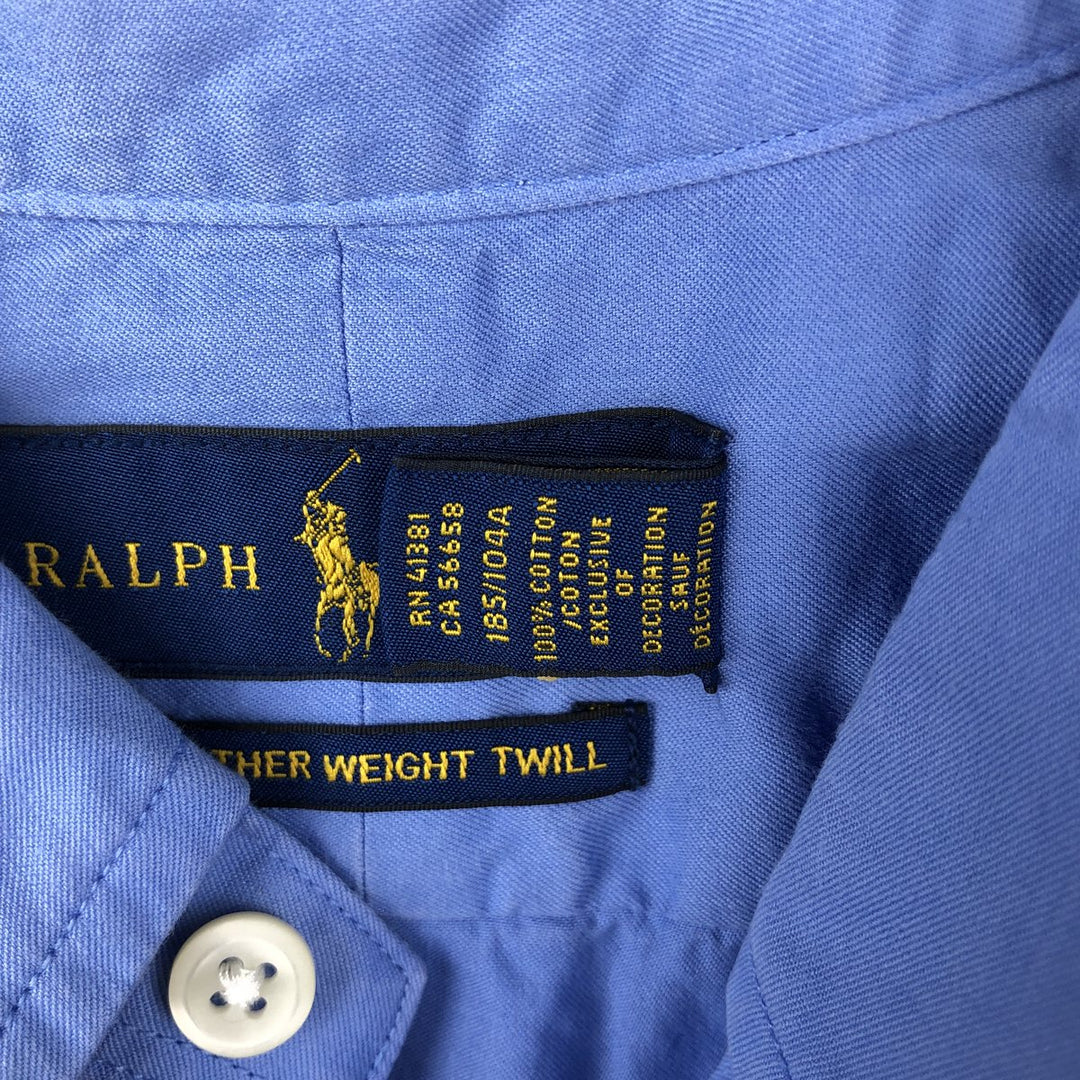 Ralph Lauren Featherweight Twill Short-Sleeve Button-Down Shirt, Men's Size XL (approx.) cotton blue type Vintage Second Hand