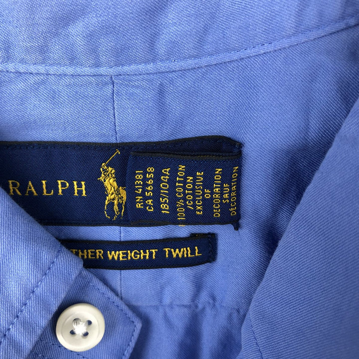 Ralph Lauren Featherweight Twill Short-Sleeve Button-Down Shirt, Men's Size XL (approx.) cotton blue type Vintage Second Hand