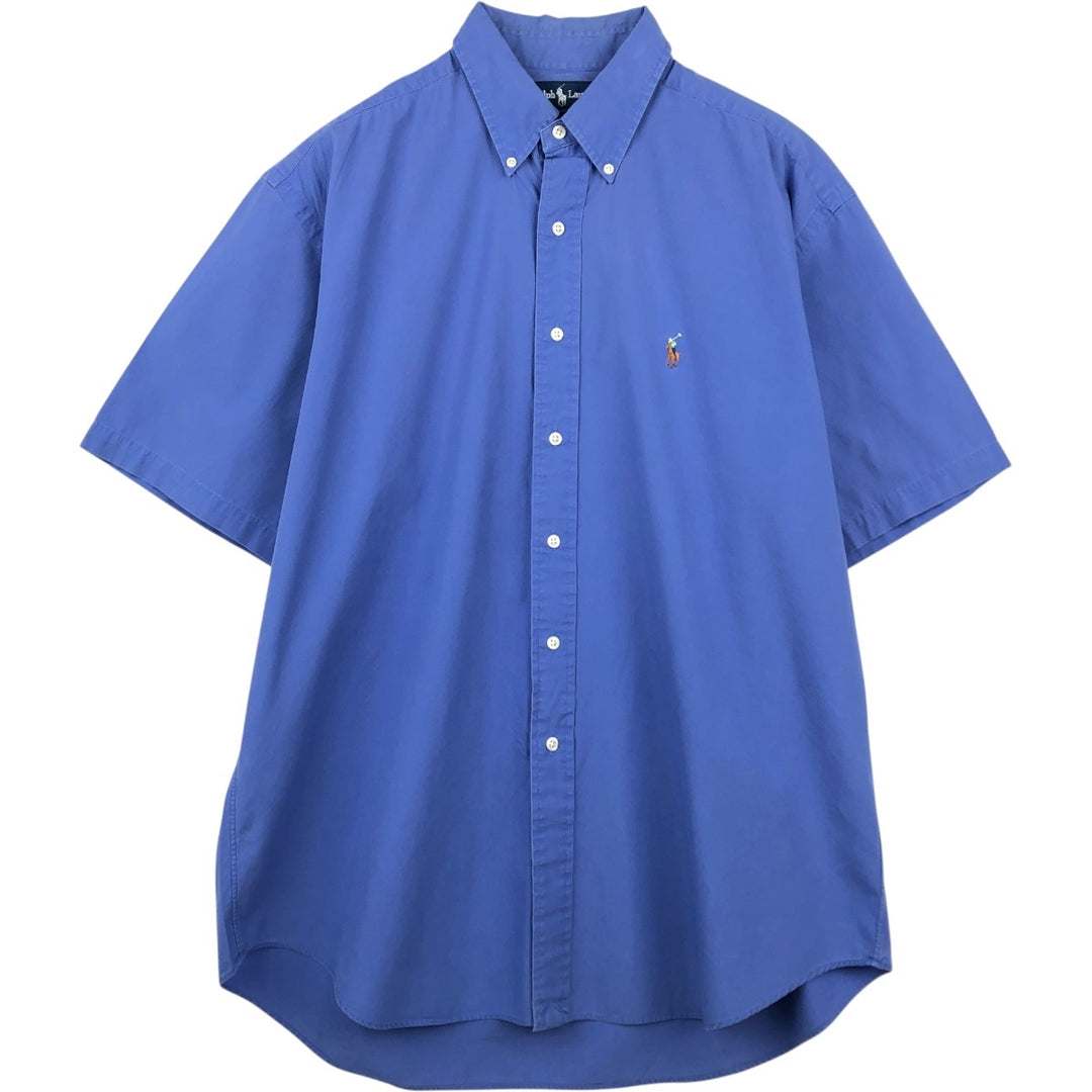 Ralph Lauren BLAKE short sleeve button down shirt, men's size L cotton blue type Vintage Second Hand