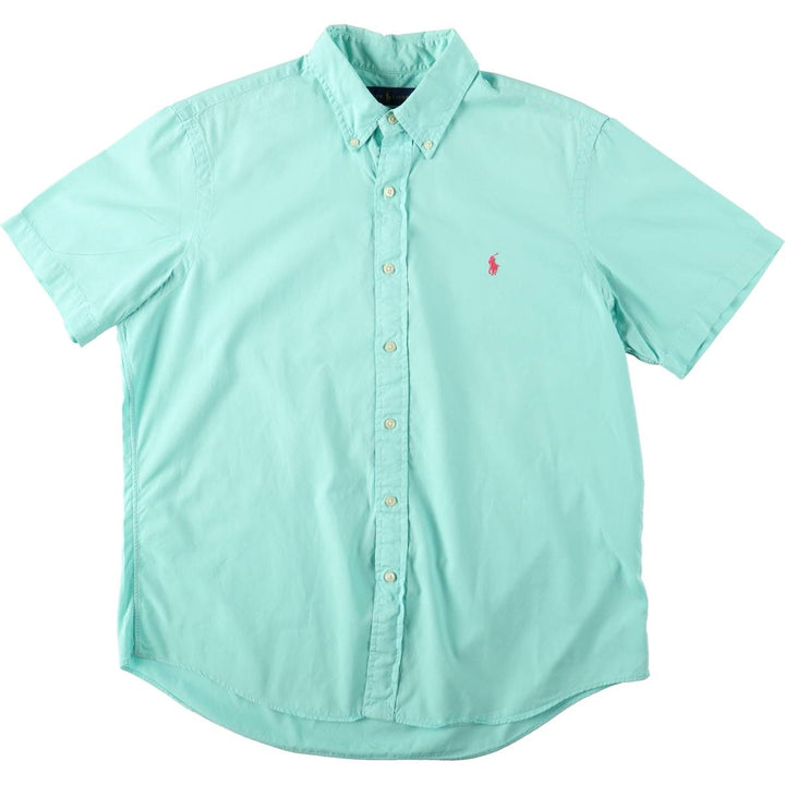 Ralph Lauren POLO RALPH LAUREN short sleeve button down shirt men's size L cotton Emerald green Vintage Second Hand