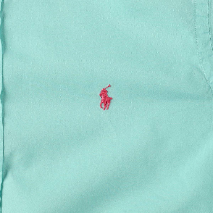 Ralph Lauren POLO RALPH LAUREN short sleeve button down shirt men's size L cotton Emerald green Vintage Second Hand