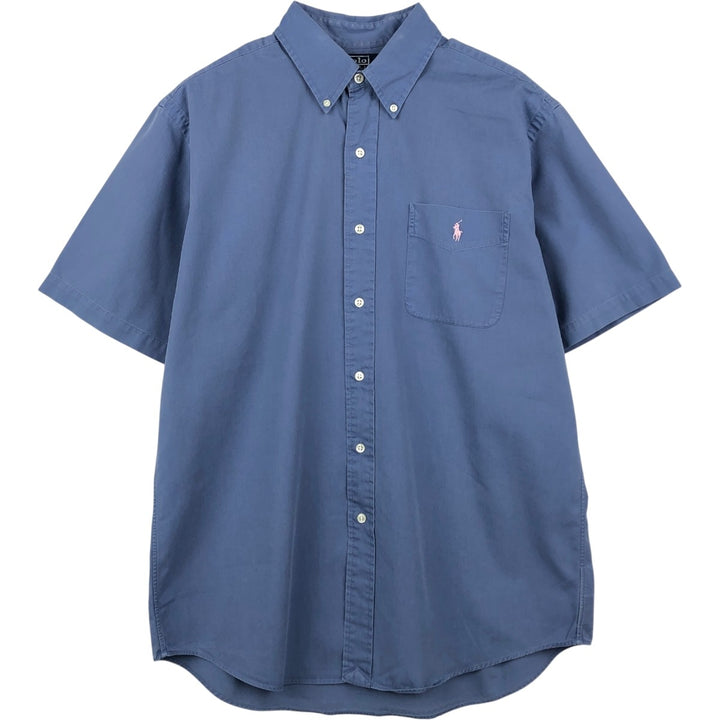 Ralph Lauren POLO by Ralph Lauren CUSTOM FIT short sleeve button down shirt, men's size L cotton blue type Vintage Second Hand