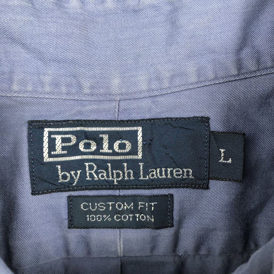 Ralph Lauren POLO by Ralph Lauren CUSTOM FIT short sleeve button down shirt, men's size L cotton blue type Vintage Second Hand