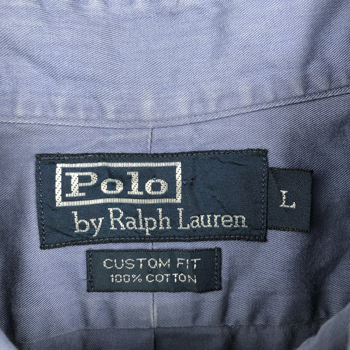 Ralph Lauren POLO by Ralph Lauren CUSTOM FIT short sleeve button down shirt, men's size L cotton blue type Vintage Second Hand